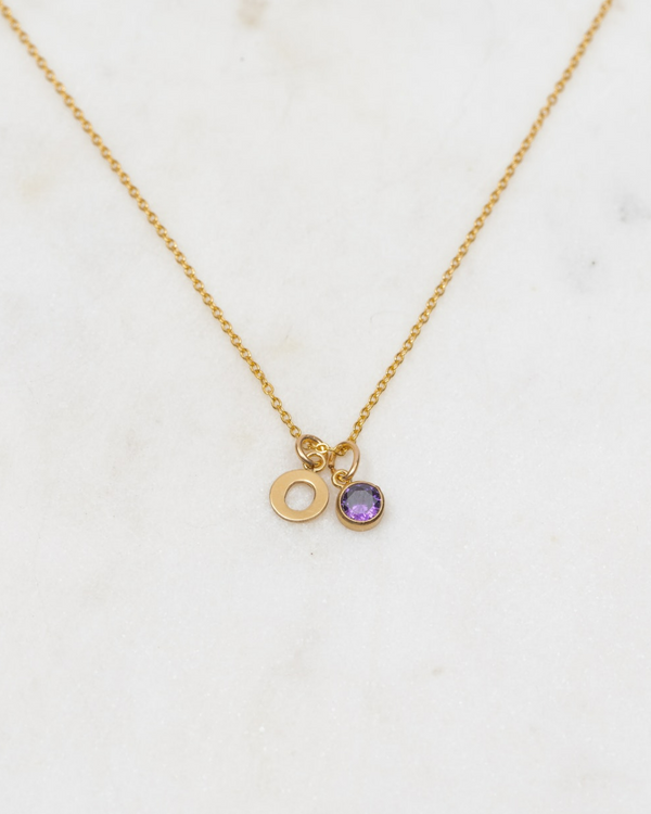Initial O with Birthstone Necklace