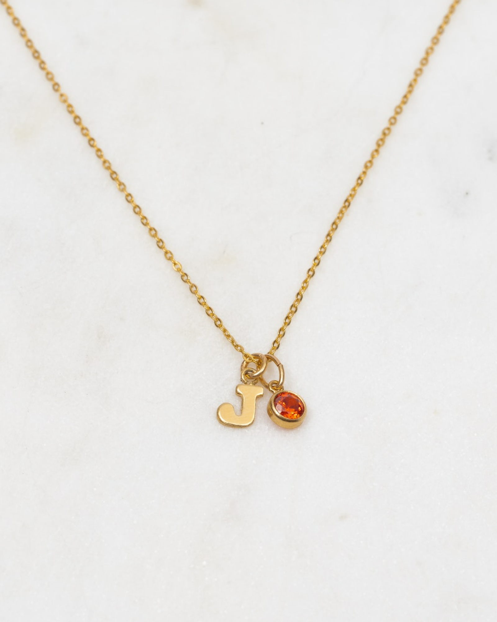 Initial J with Birthstone Necklace ERIJEWELRY