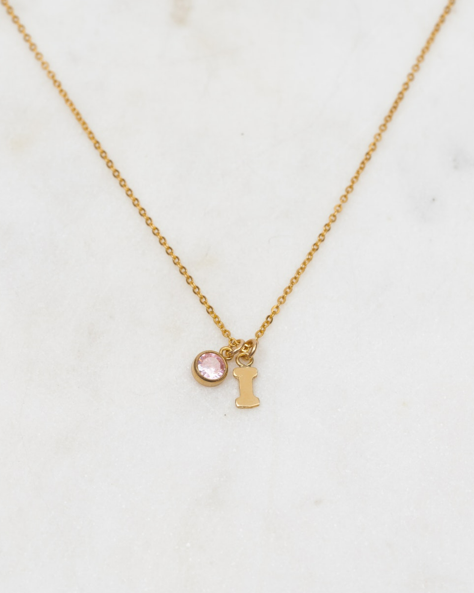 Initial I with Birthstone Necklace ERIJEWELRY