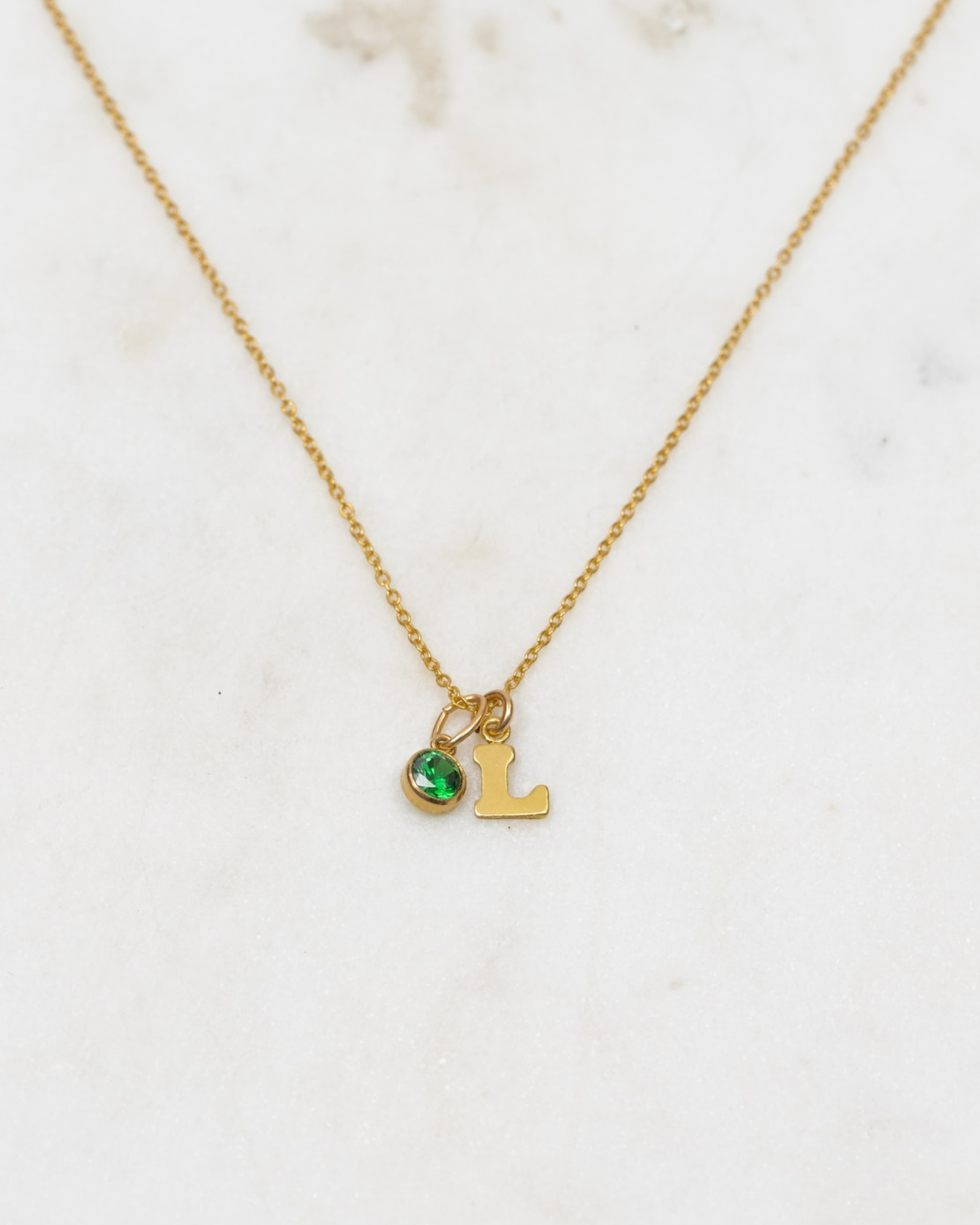 Initial L with Birthstone Necklace ERIJEWELRY