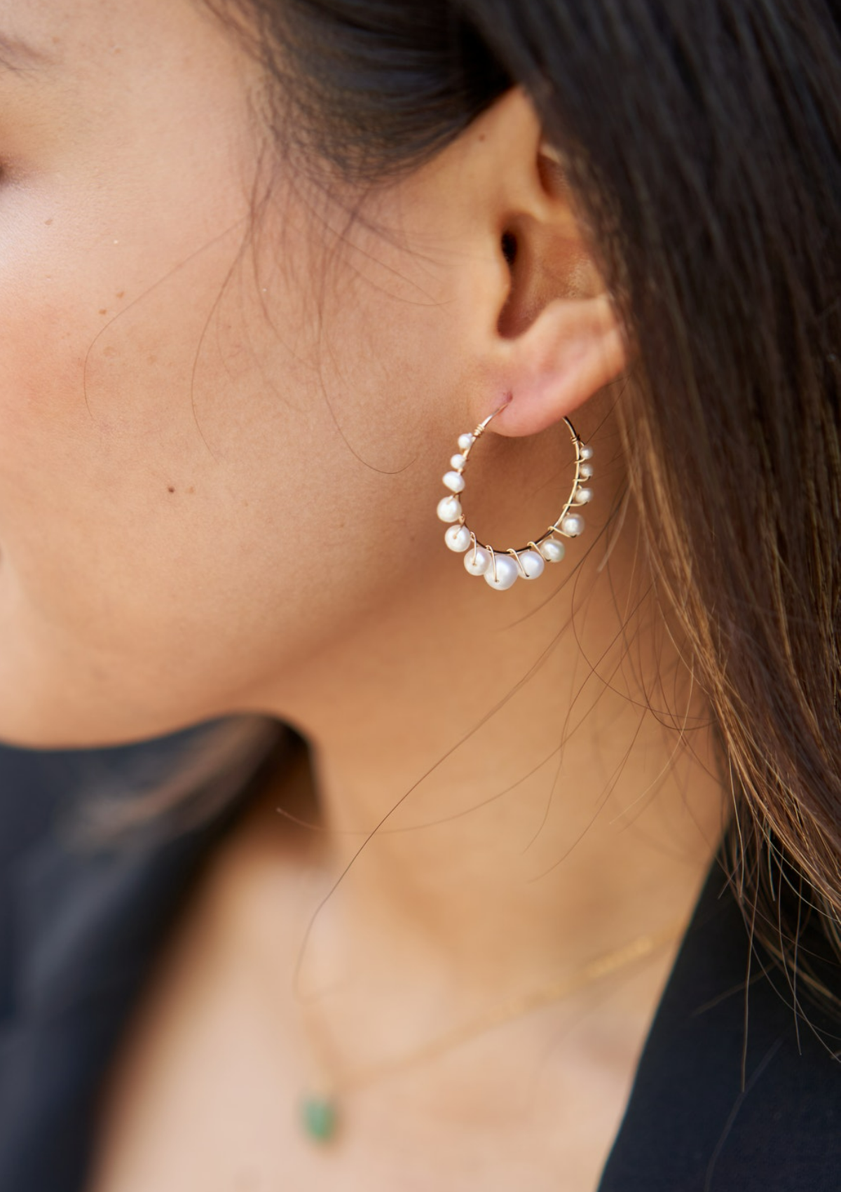 Bubble Pearl Hoop Earrings ERIJEWELRY