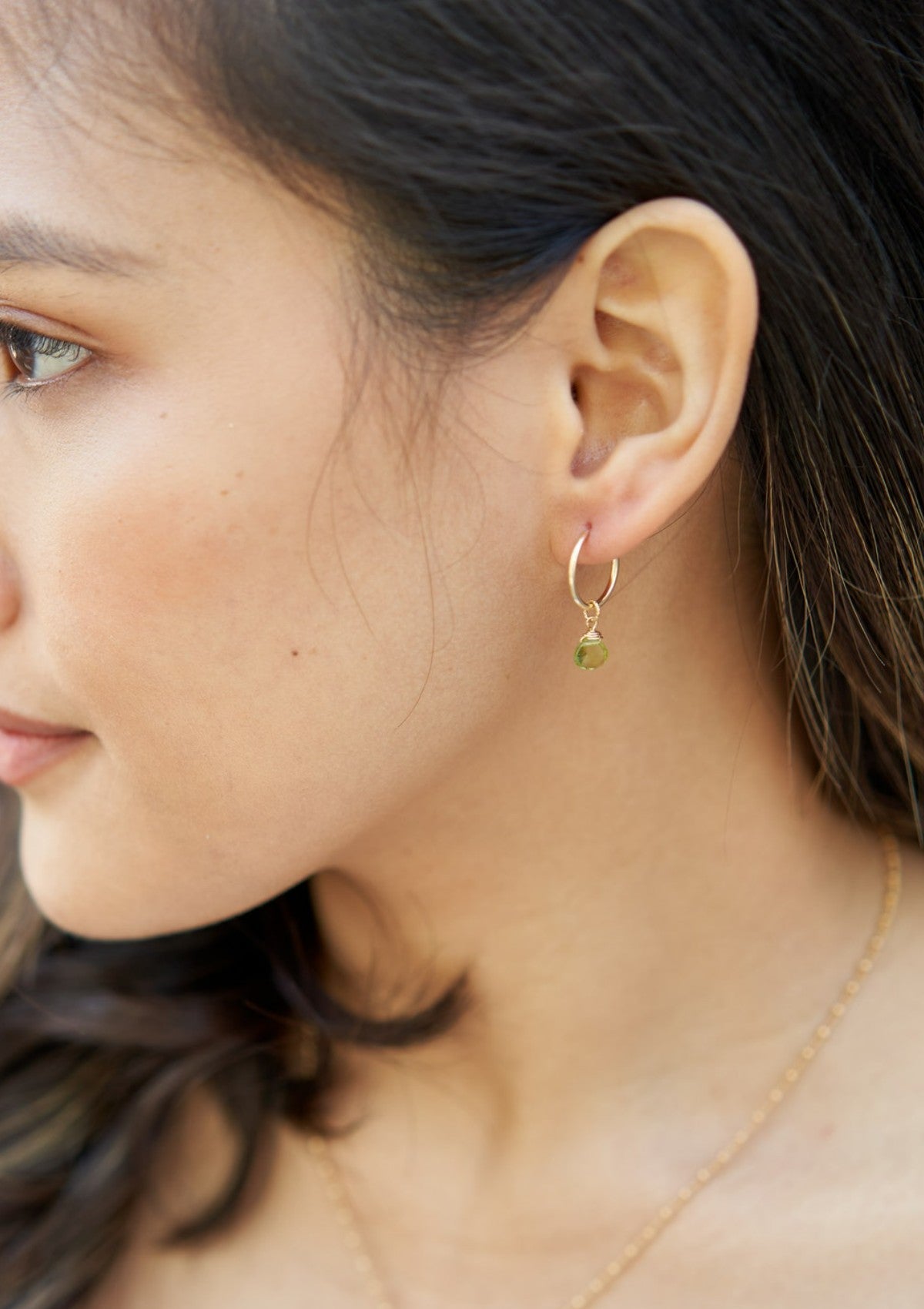 Peridot Mini Infinity Hoops ERIJEWELRY