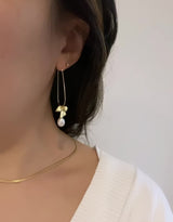 Floral pearl U hoop earrings