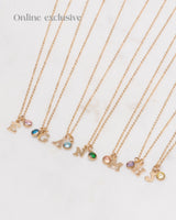Initial Q with Birthstone Necklace