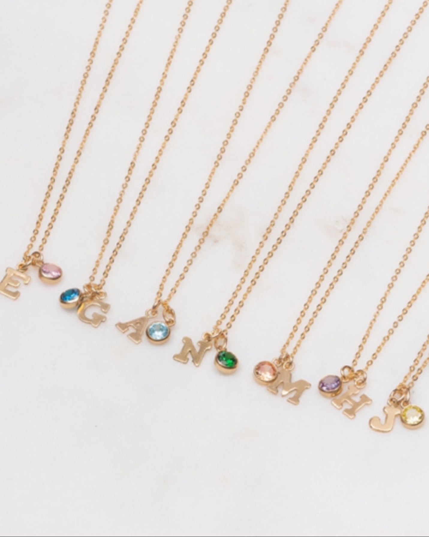 Initial A with Birthstone Necklace ERIJEWELRY