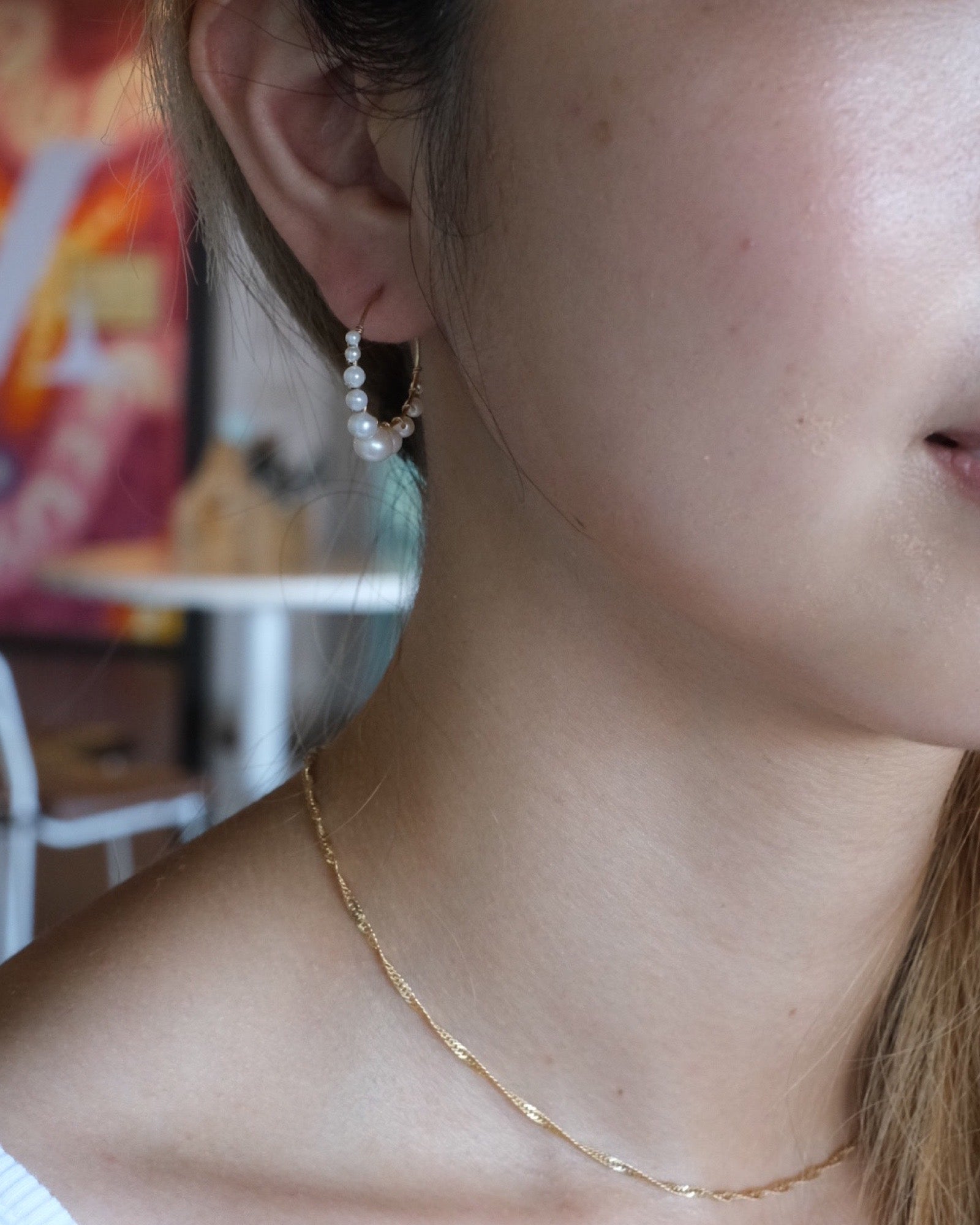 Bubble Pearl Hoop Earrings ERIJEWELRY