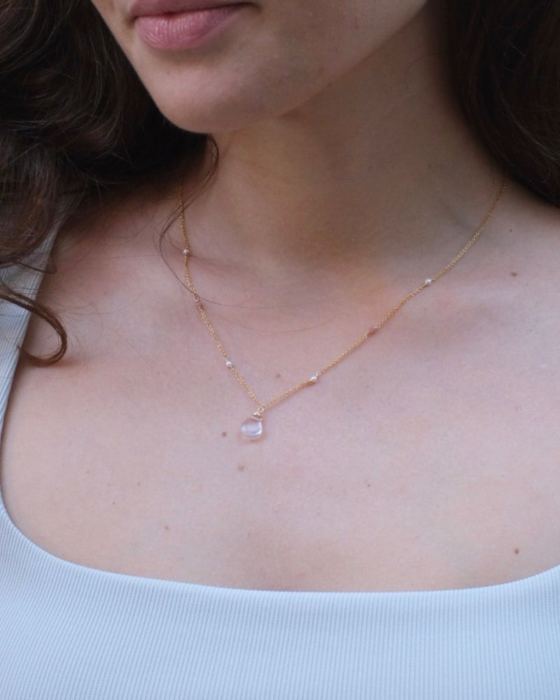 Rose quartz bohemian necklace