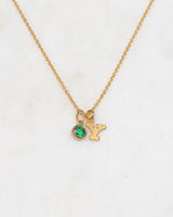 Initial Y with Birthstone Necklace