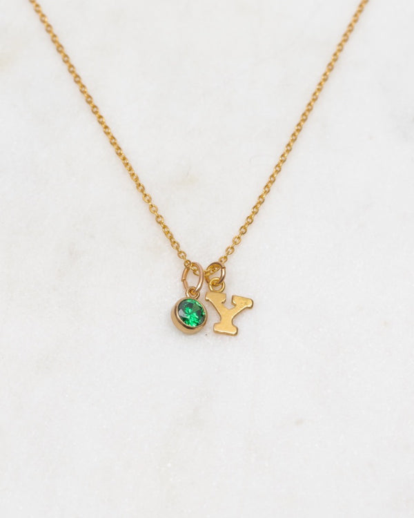 Initial Y with Birthstone Necklace