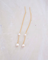 Double Pearl Threader Earrings