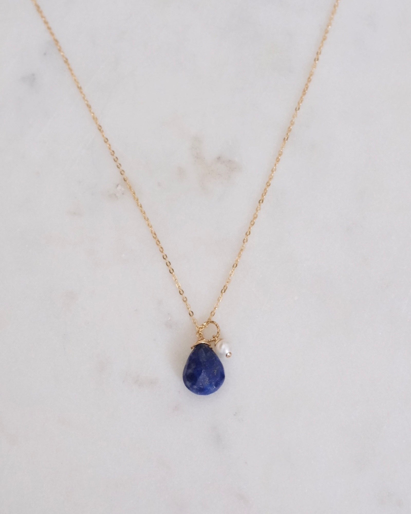 Lapis lazuli pearl Necklace ERIJEWELRY