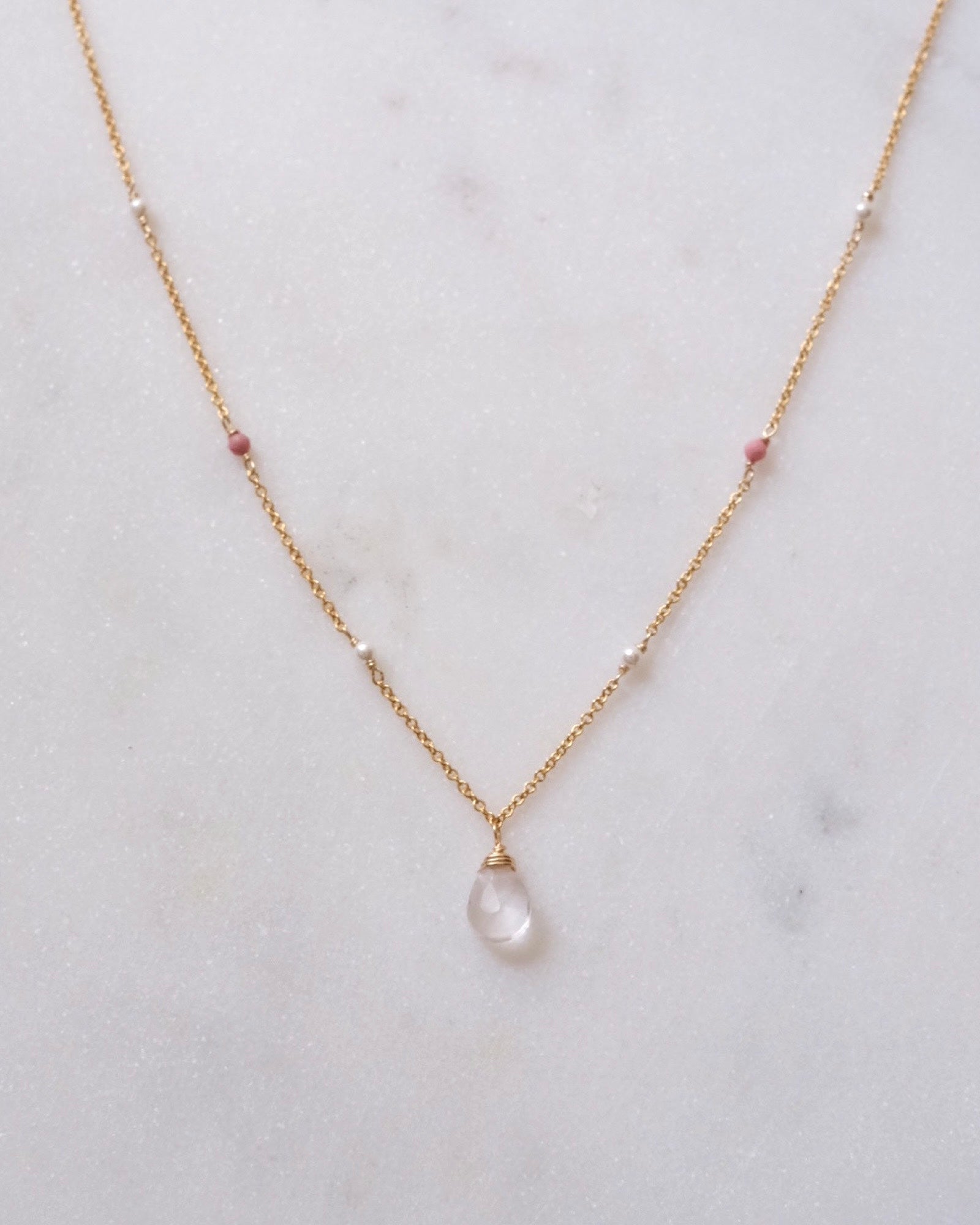 Rose quartz bohemian necklace ERIJEWELRY