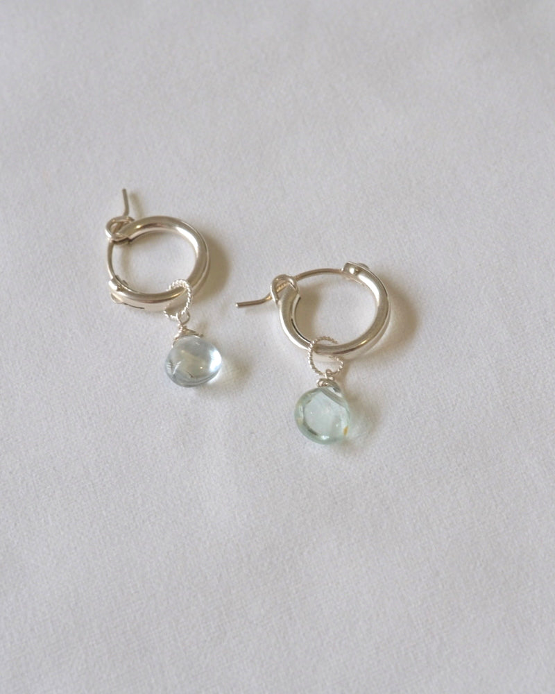 Aquamarine huggie hoop earrings