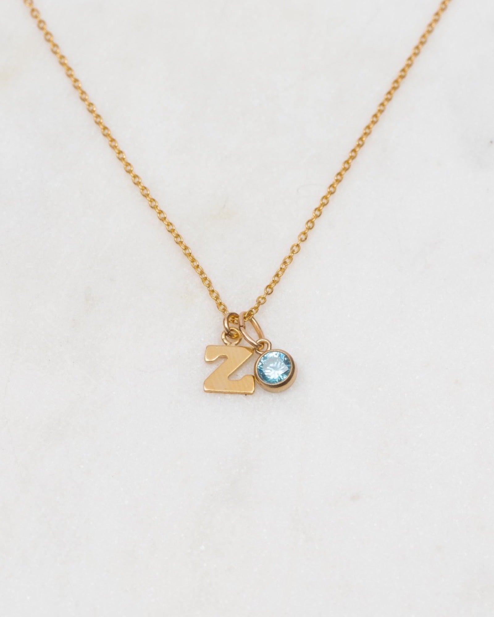 Initial Z with Birthstone Necklace ERIJEWELRY