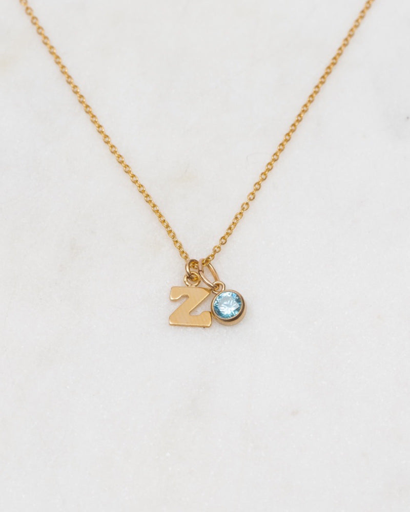 Initial Z with Birthstone Necklace