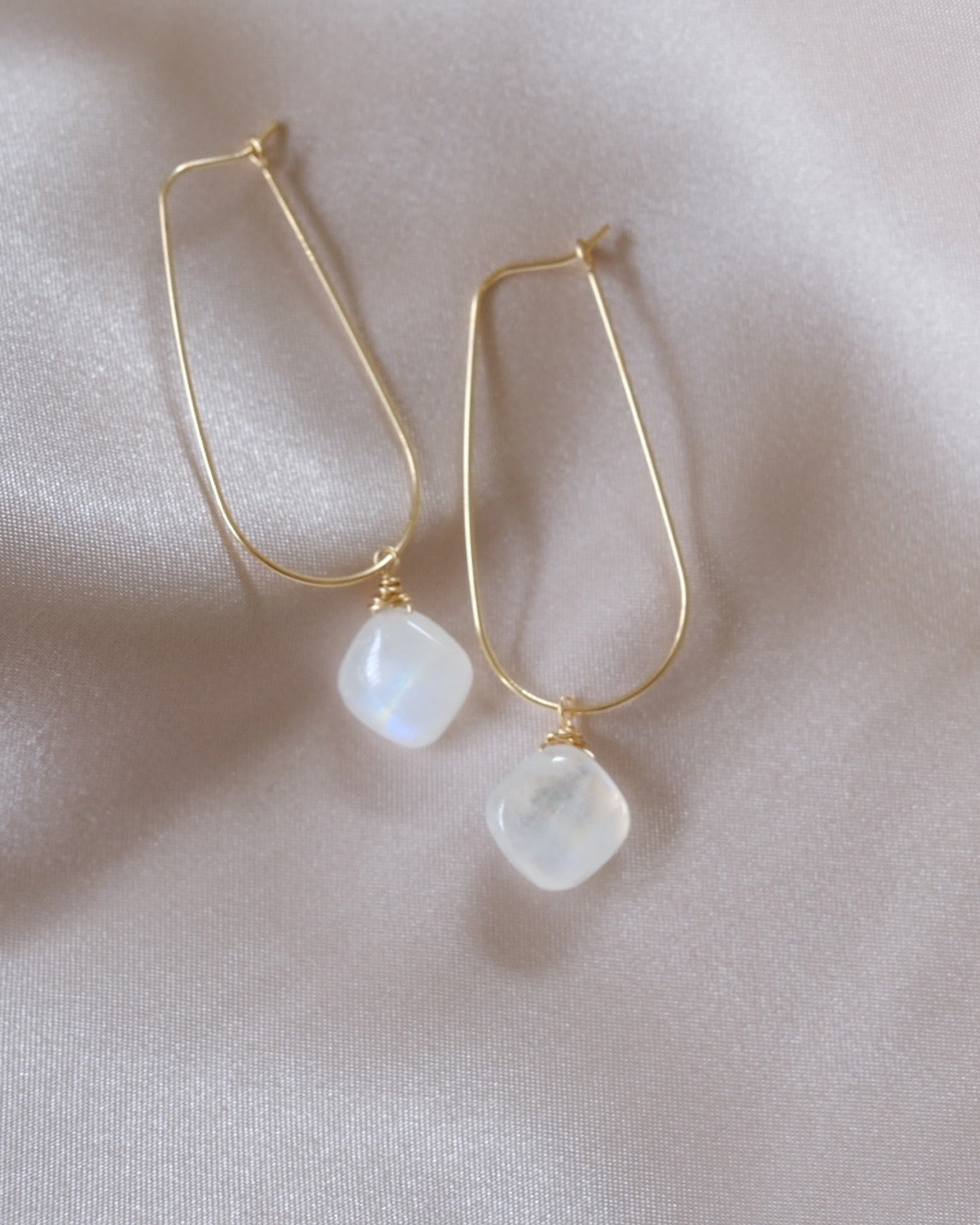 Moonstone U Hoop Earrings ERIJEWELRY