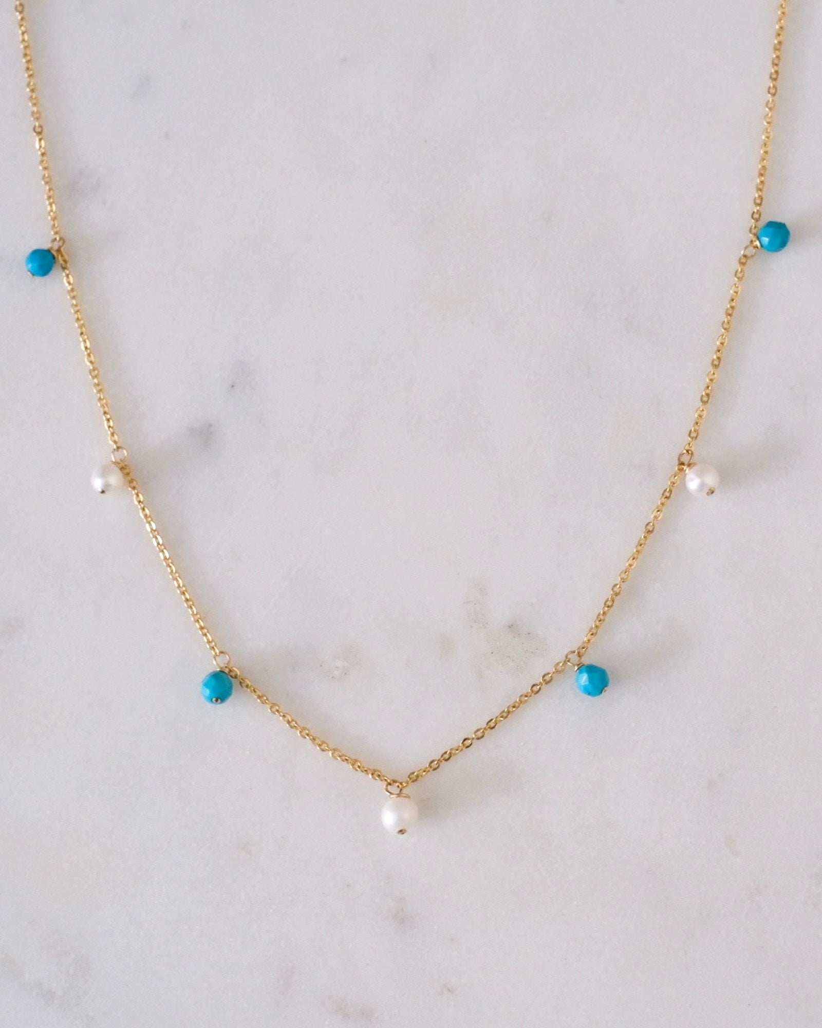 Turquoise Pearl Bohemian Necklace ERIJEWELRY