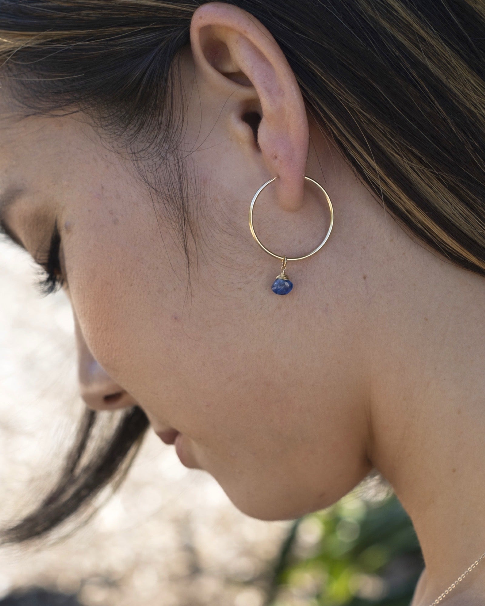 Kyanite infinity hoop earrings ERIJEWELRY