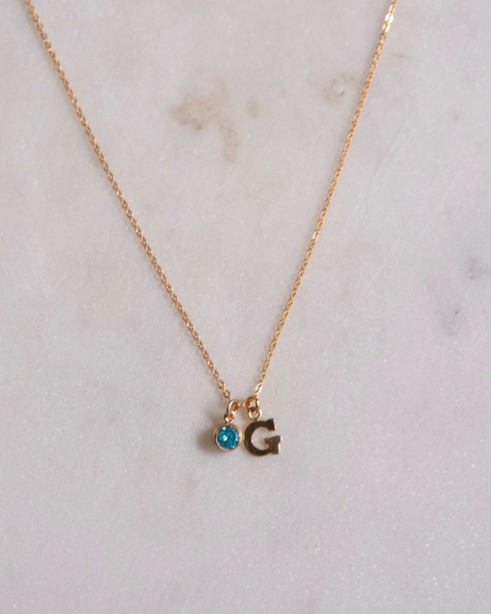 Initial G with Birthstone Necklace ERIJEWELRY