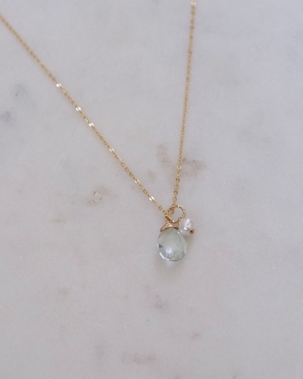 Aquamarine pearl Necklace