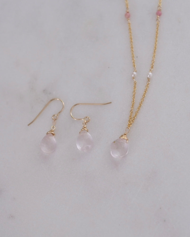 Rose quartz drop earrings