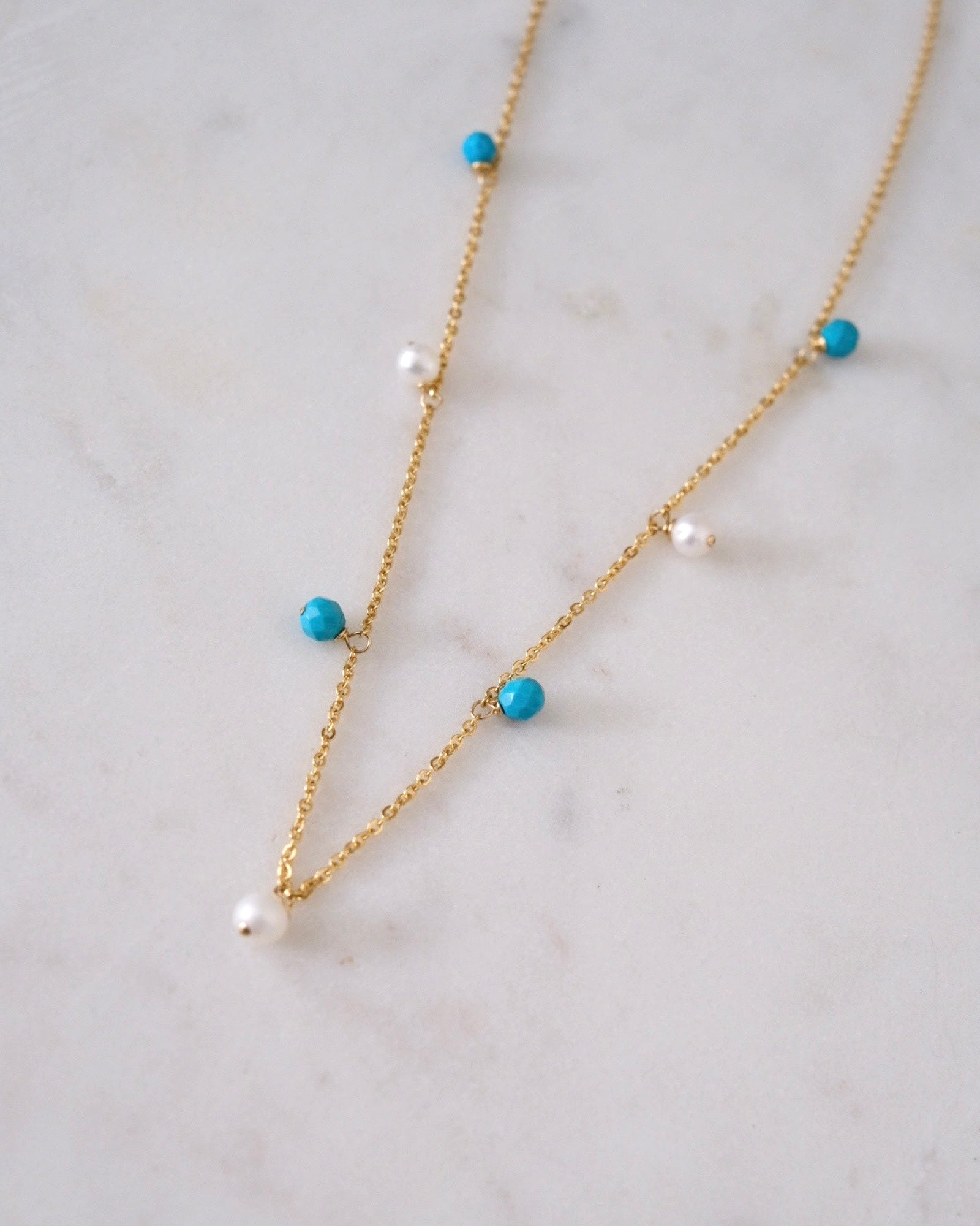 Turquoise Pearl Bohemian Necklace ERIJEWELRY