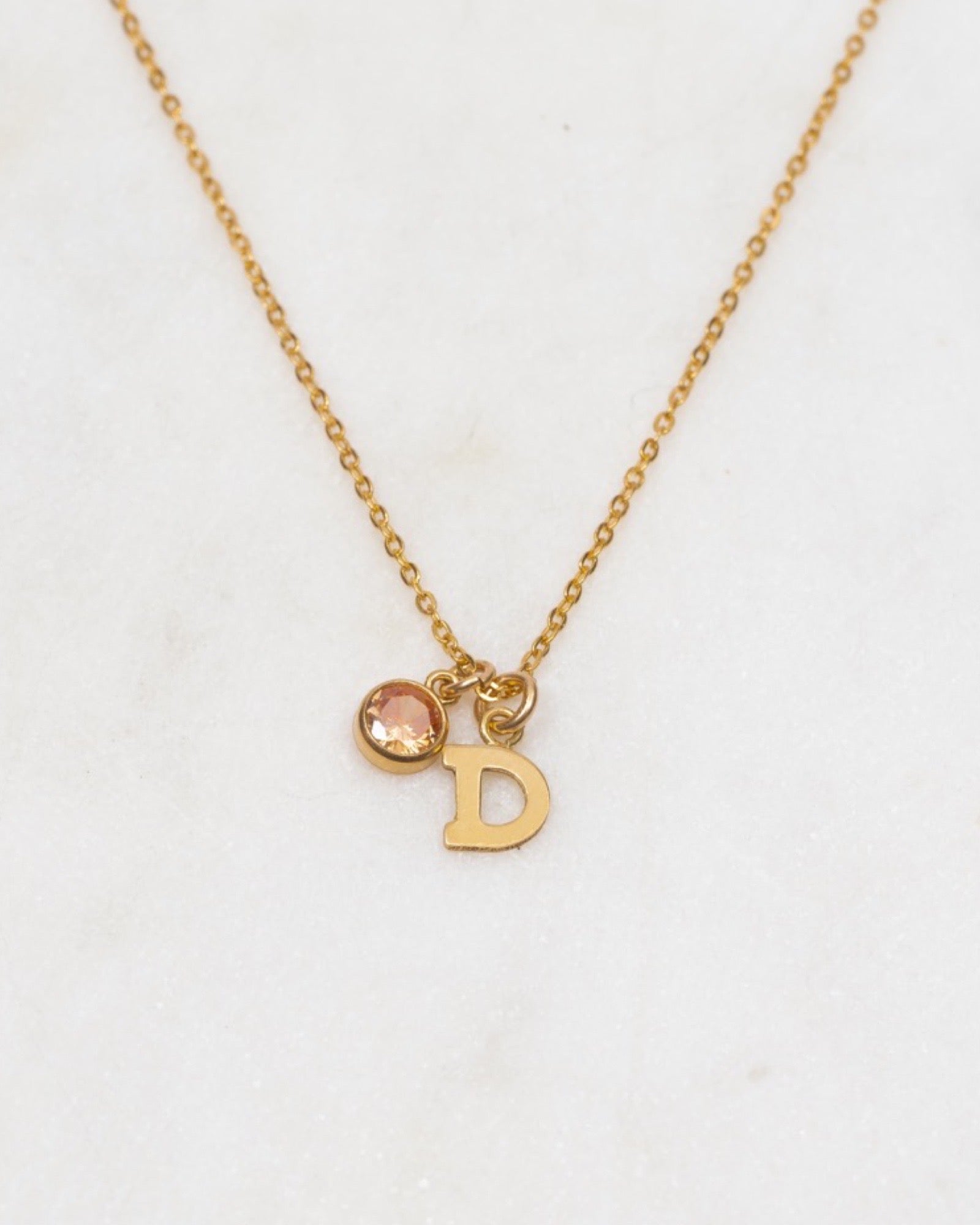 Initial D with Birthstone Necklace ERIJEWELRY