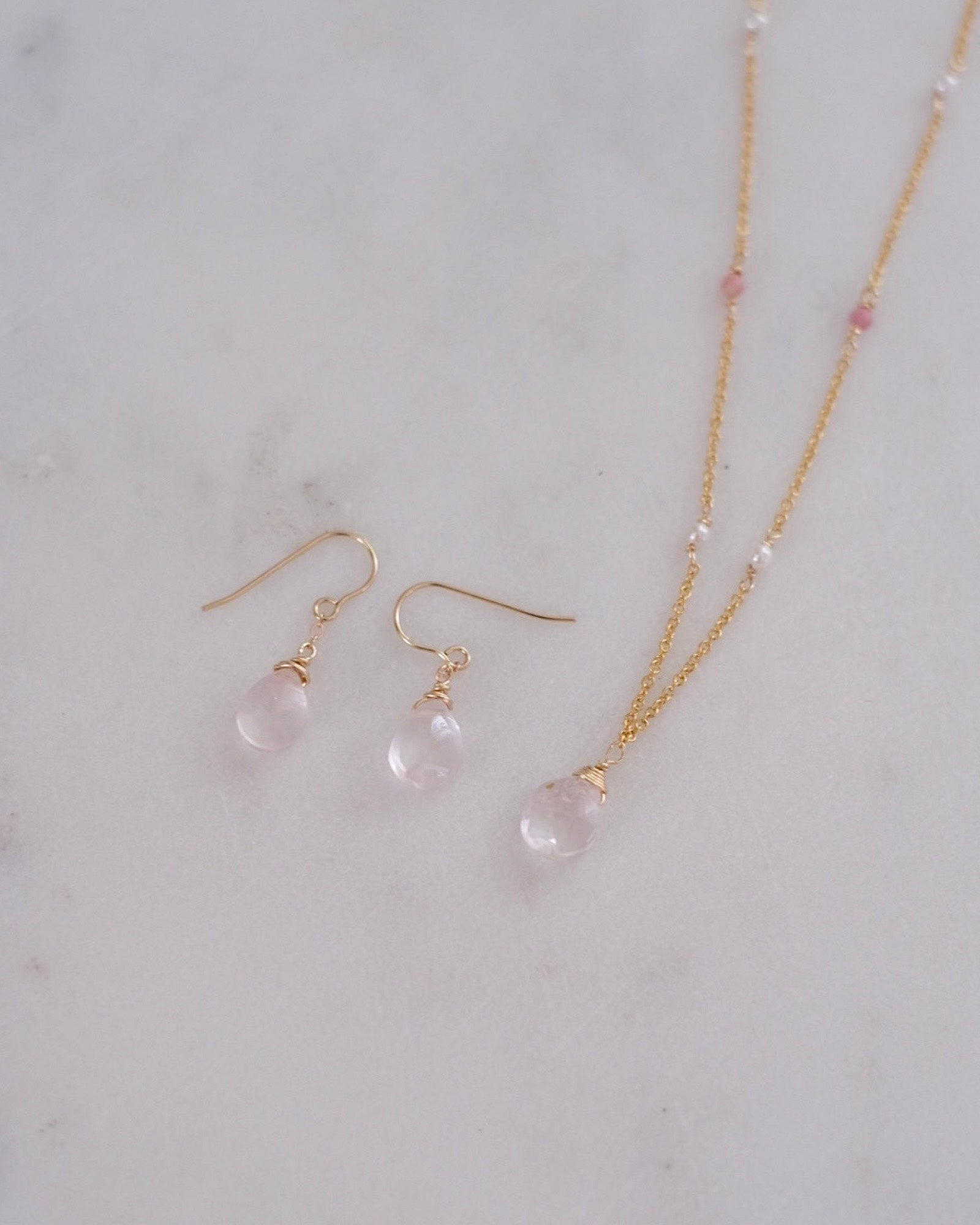 Rose quartz bohemian necklace ERIJEWELRY