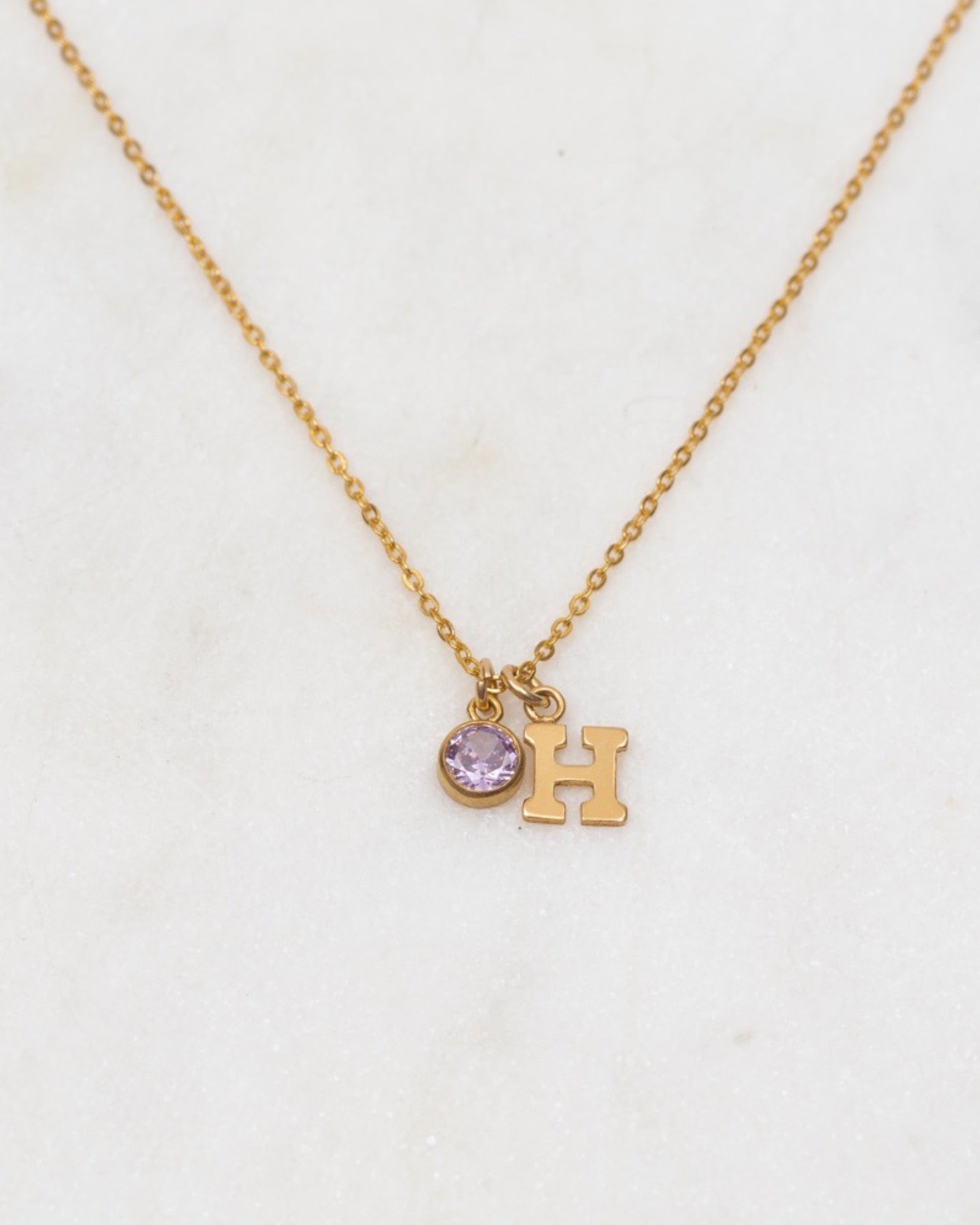 Initial H with Birthstone Necklace ERIJEWELRY