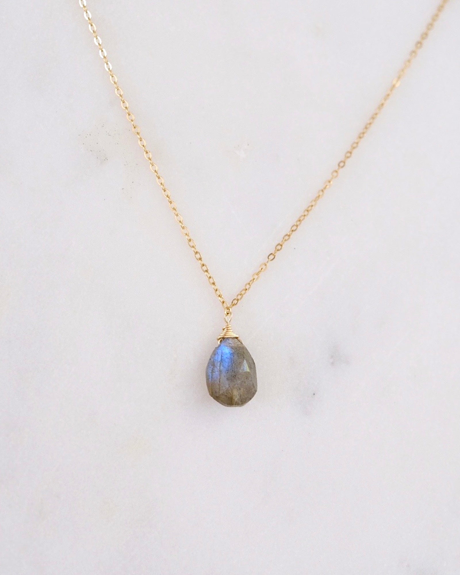 Labradorite Simple Drop Necklace ERIJEWELRY