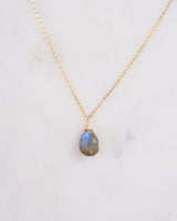 Labradorite Simple Drop Necklace