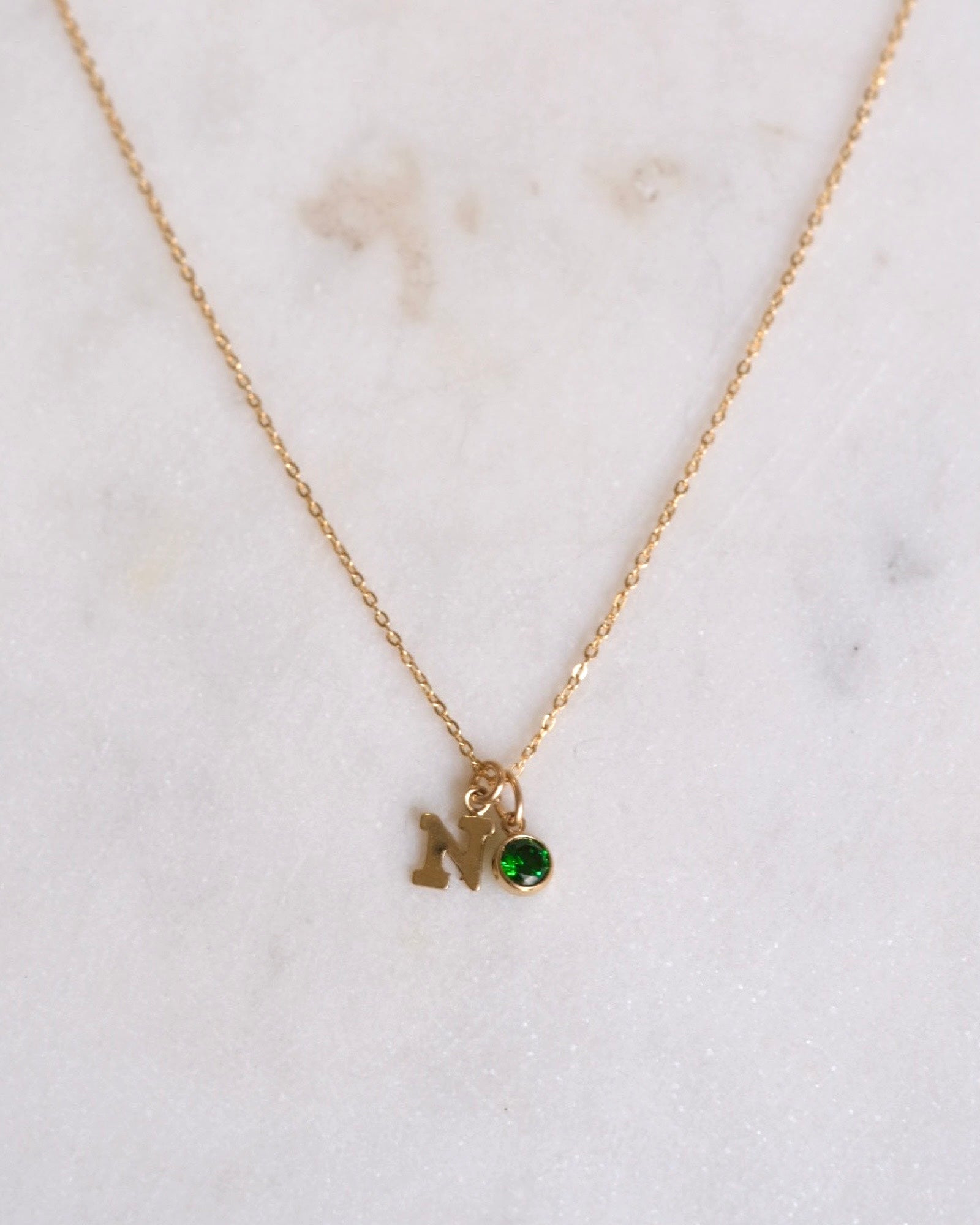 Initial N with Birthstone Necklace ERIJEWELRY