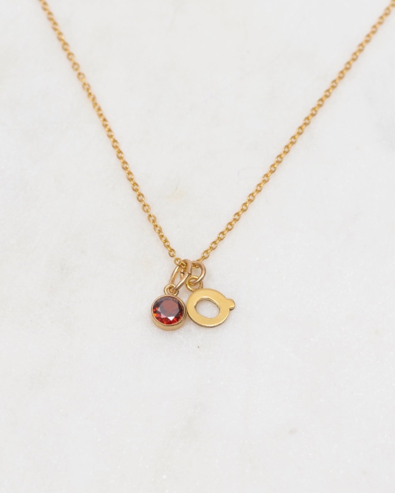 Initial Q with Birthstone Necklace ERIJEWELRY
