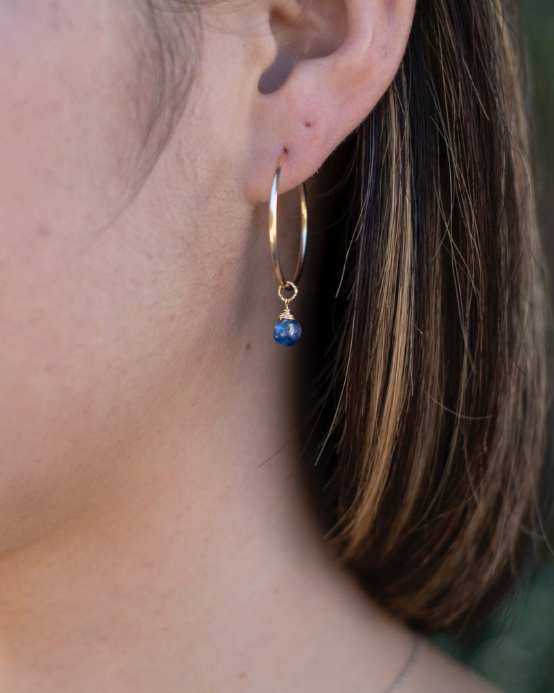 Kyanite infinity hoop earrings