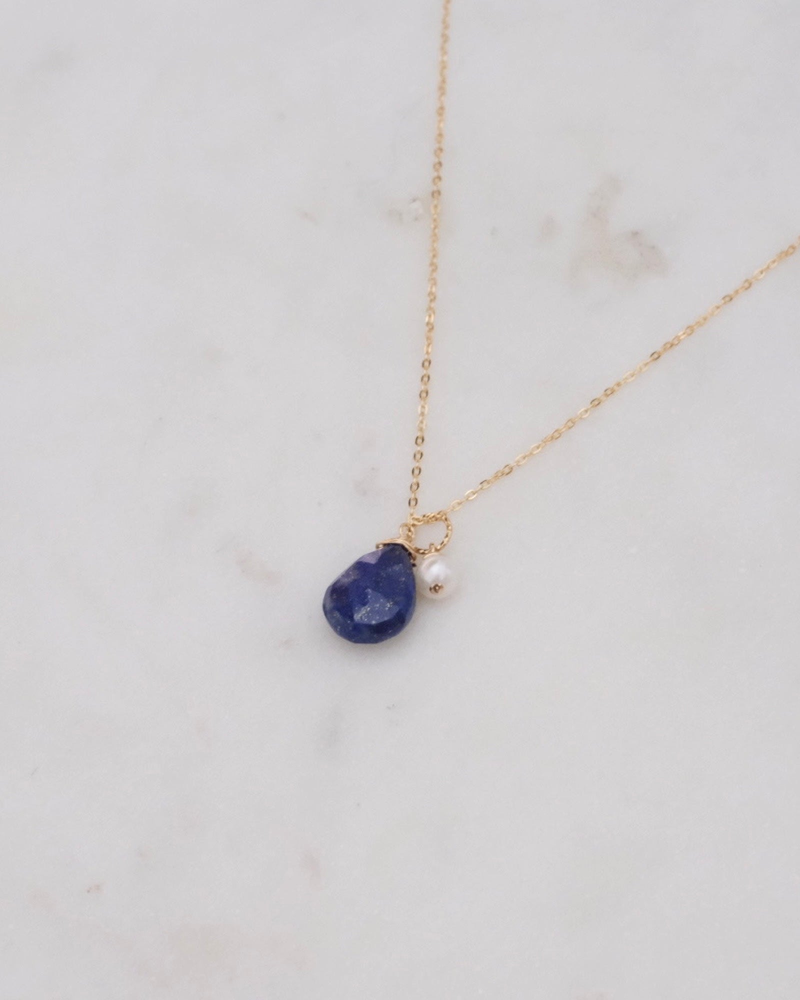 Lapis lazuli pearl Necklace ERIJEWELRY