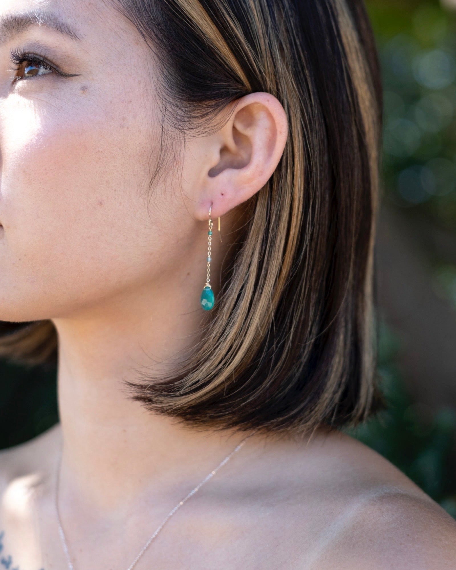 Green onyx mix drop earrings ERIJEWELRY