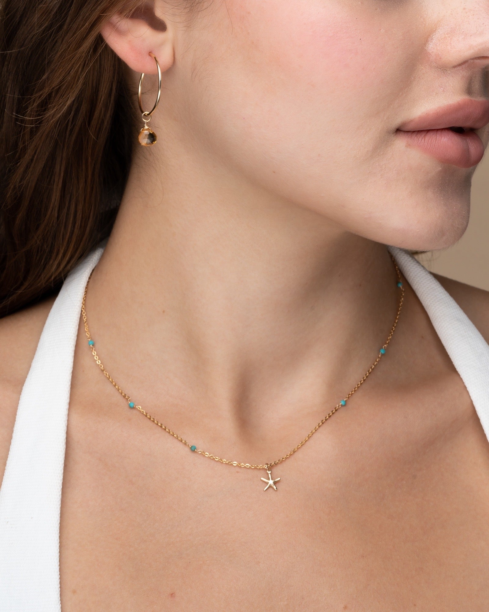 Citrine infinity hoop earrings ERIJEWELRY