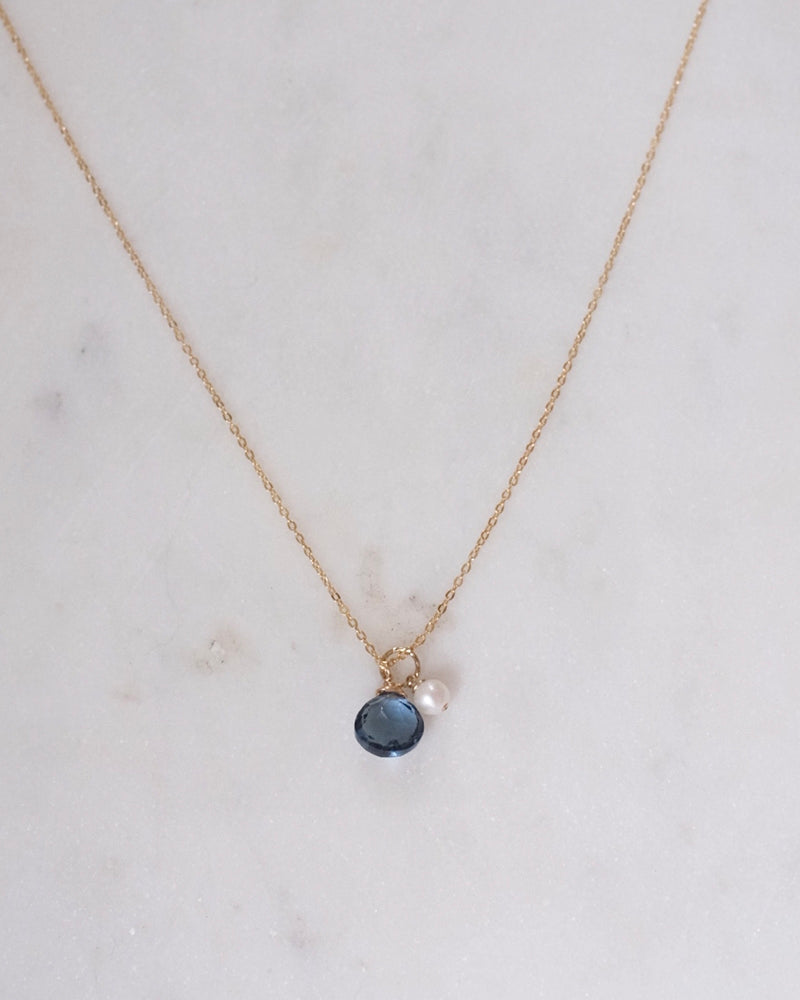 London blue topaz pearl Necklace