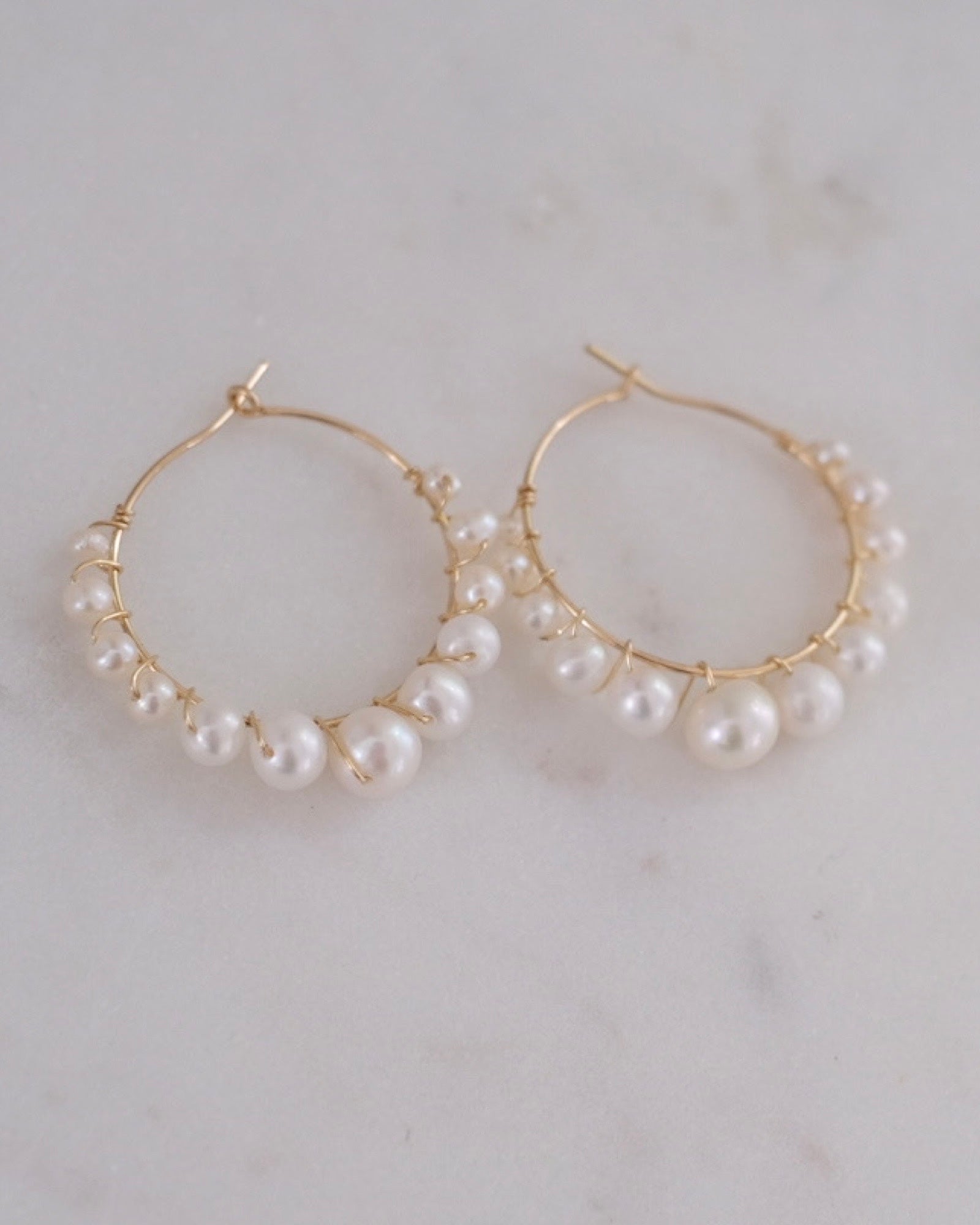 Bubble Pearl Hoop Earrings ERIJEWELRY