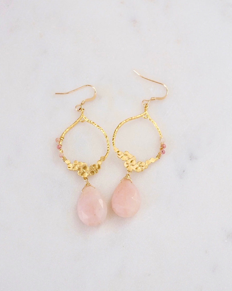 Pink Opal Chandelier Earrings