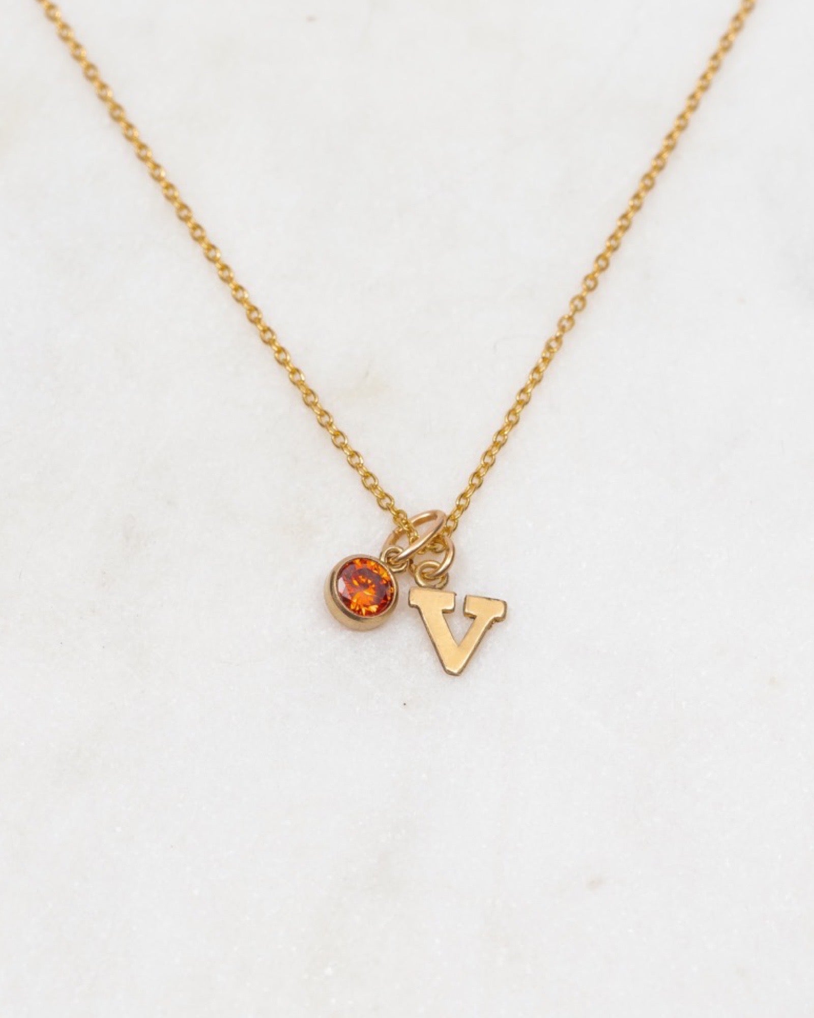 Initial V with Birthstone Necklace ERIJEWELRY